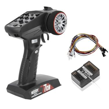 Imagem de NEEBRC 7 Channels RC Transmitter with Receiver Built-in Light Control System and 12LED Light Set, 2.4GHz Radio Remote Controller for RC Car Crawler Truck Racing Buggy Off Road On Road Boat Tank(Red)