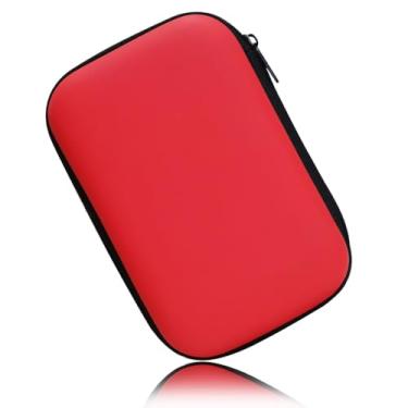 Imagem de Bolsa organizadora de armazenamento de disco rígido universal multiuso compatível com Western Digital WD Elements Seagate, 6 cm EVA à prova de choque (vermelho)