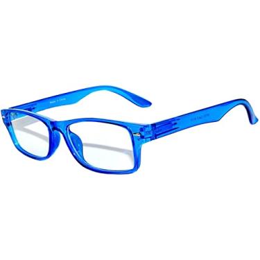 Imagem de OWL Óculos de lente transparente com armação retangular estreita estilo moderno retrô, 1 azul