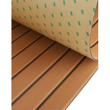 Imagem de Revestimento de barco de espuma vinílica acetinada com adesivo 3M folha de deck de barco 240 cm x 27 cm para barcos piso marinho de teca sintética para barcos, iate, lancha, caiaque, refrigerador,