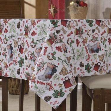 Imagem de Toalha De Mesa Natal 4 Lugares Quadrada Estampada Papai Noel - MH Enxo