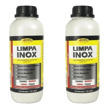 Imagem de Kit 2 Limpa Inox Tira Ferrugem Mancha Oleo Inox 1 Litro Allchem