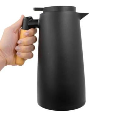 Imagem de Garrafa Térmica Jarra Inox Café Chá 1 Litro Cabo Madeira (Preto)