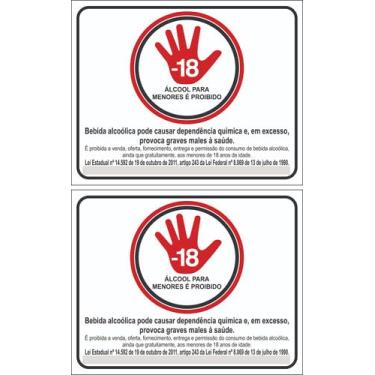Imagem de 2 Adesivos Sinalização Proibido Bebida Alcoólica P/Menores