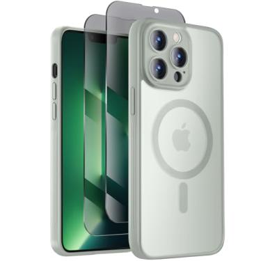 Imagem de Symcele Capa projetada para iPhone 13 Pro, compatível com MagSafe, com protetores de tela de privacidade X2, [proteção da câmera] [proteção contra quedas militares] capa de telefone à prova de choque,