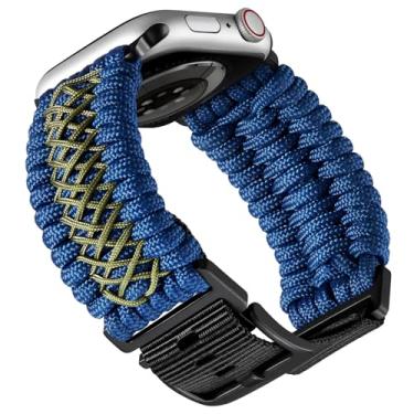Imagem de BINLUN Pulseira Compatível com Apple Watch 44mm 45mm 46mm 49mm Nylon Paracord Trançado Pulseira de Relógio Compatível com iWatch Ultra/Ultra 2 Series 10/9/8/7/6/5/4/SE/SE2/3/2/1(Azul-Verde,26mm)