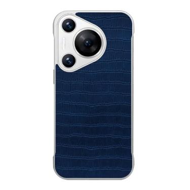 Imagem de LTLMYDAM Capa fina para Huawei Pura 70 Ultra/70 Pro/70 Pro+/70, couro sem moldura, padrão de crocodilo, capa masculina e feminina com proteção contra choque leve, azul, 70 Ultra
