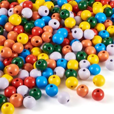 Imagem de Spritewelry Contas de madeira natural de 16 mm, 240 peças, contas redondas de madeira para artesanato, pônei de madeira tingida, colorida, espaçador, miçanga a granel para fazer joias, pulseiras