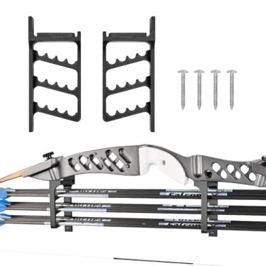 Imagem de Suporte de arco e flecha para tiro com arco, suporte de parede para exibição de arco recurvo, capacidade de 12 flechas