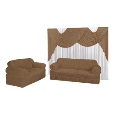 Imagem de Kit Conforto Cortina 3,00x2,80 + Capa de Sofá 2 e 3 lugares - M.A Enxo