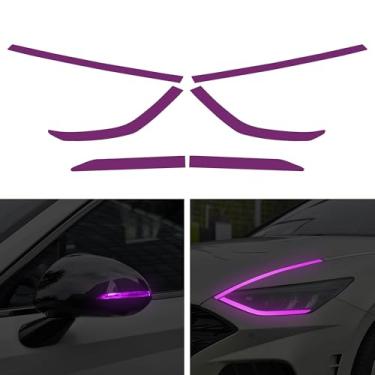 Imagem de TOMALL Película de vinil para espelho lateral de farol lateral fumê compatível com Hyundai Sonata 2020-2022 Transmissão Bordas Âmbar Excluir Adesivos Decorações para Carro (Roxo)