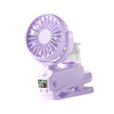 Imagem de Ioensy Clipe em ventilador spray de resfriamento leve 4 velocidades ajustável mini ventilador de nebulização portátil para casa escritório desktop, Roxo