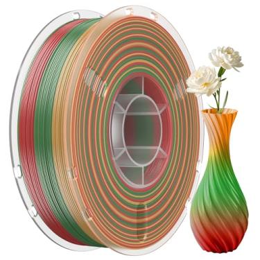 Imagem de Filamento de impressora 3D TPU 95A, filamento multicolorido de TPU arco-íris de 1,75 mm, filamento de impressão 3D macio flexível com mudança de cor, amarelo, verde, vermelho, gradiente 1 kg
