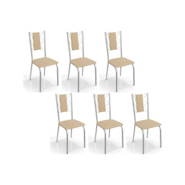 Imagem de Cadeira Sala de Jantar Lisboa C076 Kit 6 Un Cromada/Nude 16 - Kappesberg