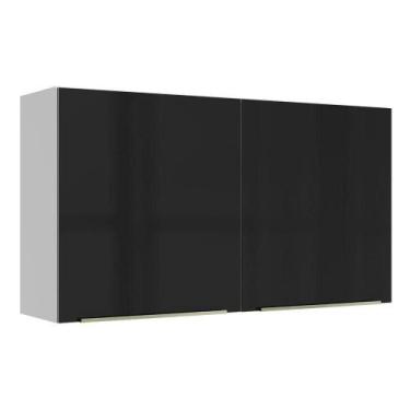 Imagem de Armário Aéreo Madesa Lux 120cm 2 Portas Branco Preto