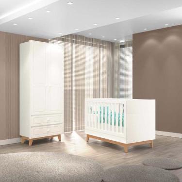 Imagem de Quarto Infantil Duplo 100% MDF Tuboarte Guarda-Roupas Kevin e Berço Lu