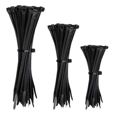 Imagem de Abraçadeira Nylon Preta - Presilha Enforca Gato Com 3 Tamanhos, 125 Peças, Alta Resistência, Durabilidade, Ideal para Organizar Cabos, Ferramentas, Automotivo, Oficina e Mais