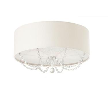 Imagem de Plafon Princesa 50x15 Em Tecido E Cristal - Quarto, Sala Branco - Tom 