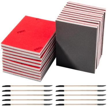 Imagem de Kit de esponja de lixa e varetas de lixamento de 30 x 10 cm, blocos de lixadeira manual de espuma macia média 600 800 1000 1200 grãos para madeira