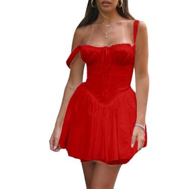 Imagem de Vestido MIEAHORY com espartilho feminino de renda e decote quadrado (v