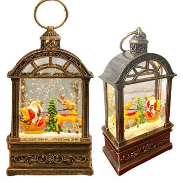 Imagem de Luminária Globo Neve Lamparina Natal Musical Papai Noel Rena - Tatudeb