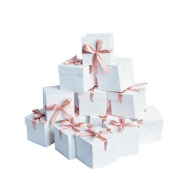 Imagem de Caixas de presente GP SUP 12 peças brancas 10x10x10 cm com tampas
