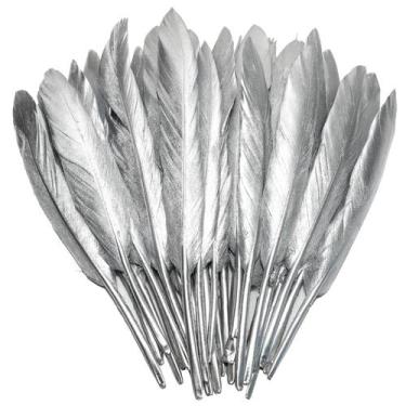 Imagem de Cochetes FeelFunFeather Goose, penas prateadas, 10-15 cm, 120 unidades