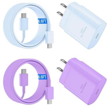 Imagem de Cargador USB C Ubearkk 25W de carga rápida paquete de 2 con cable de 2