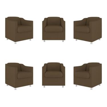 Imagem de Kit 06 Poltronas Tilla Consultório Recepção Sala Suede Balaqui Decor Cor:marrom
