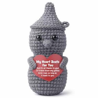 Imagem de Handmade Crocheted Tin Man Doll, Funny Romantic Gifts for Him, Her, Boyfriend, Girlfriend, 'My Heart Beats for You' Keepsake, Cute Anniversary, Valentines Day, Birthday Present, I Love You Desk Decor