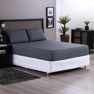 Imagem de Jogo Lençol Queen Grid 200 Fios C/ Elástico 3 Pçs - Valle Enxovais, Ci