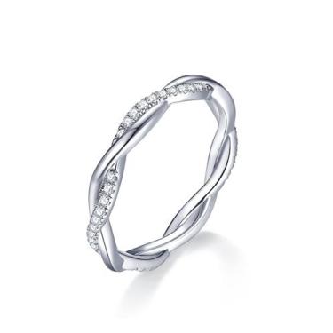 Imagem de Aliança de casamento IMOLOVE Moissanite 925 em prata esterlina Sz 8.5
