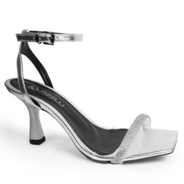 Imagem de Sandália Feminina Salto Taça Fino Médio FestaTira Strass Brilho-Feminino