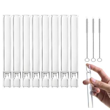 Imagem de Haste de tubo de vidro, 10 cm de comprimento 12 mm OD 2 mm reto, tubo de secagem a ar química a vapor, tubo de parede grossa com 2 escovas de limpeza (8 peças)