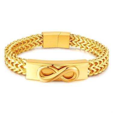 Imagem de Pulseira masculina de aço inoxidável com símbolo dourado do infinito