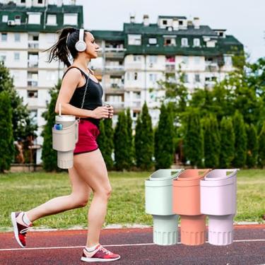 Imagem de Bolsa de transporte para garrafa de água Stanley 1,134 g com alça, bolsa de silicone para garrafa de água com alça de metal para acessórios Stanley Cup (Cáqui)