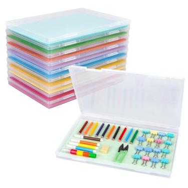 Imagem de FUIJOL Caixa de armazenamento de fotos 29 x 21,5 cm, 10 peças de recipiente portátil de armazenamento de jogos de tabuleiro, caixa de armazenamento de papel A4, organizador de artesanato e arquivos