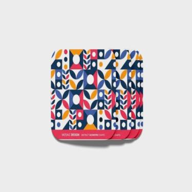 Imagem de Porta Copos Com Ilustração Personalizada Mosaico Colorido 10.5x10.5 cm