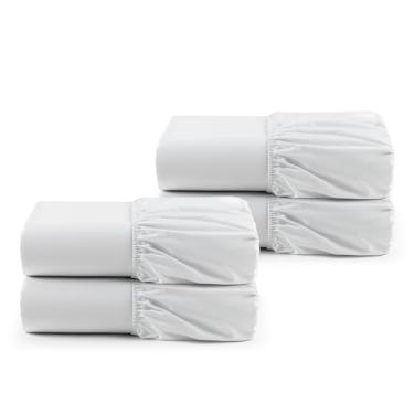 Imagem de Lençol Avulso Profissional Premium com Elástico, Kit 4 Peças, 180 Fios, 70% Algodão 30% Poliéster, para Casal Padrão/Queen/King, Hipoalergênico (Casal King (2,05mx1,95mx40cm))