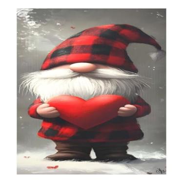 Imagem de Qilmy Capa de ímã de máquina de lavar louça de gnomo fofo dia dos namorados 58 x 66 cm capas decorativas de geladeira para porta frontal adesivo de folha magnética máquina de lavar louça painel