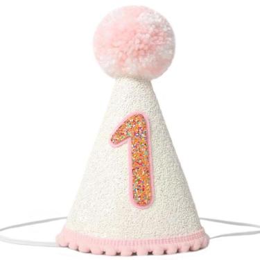 Imagem de Chapéu de aniversário BOOMPA First Birthday para meninas Glitter White