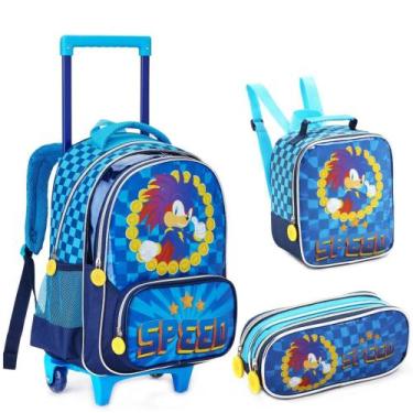 Imagem de Kit Mochila Escolar Infantil Speed Com Rodinhas - Denlex