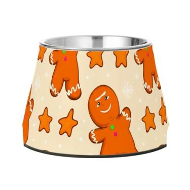 Imagem de Burbuja Tigela masculina de gengibre para cães de aço inoxidável para comida e água, antiderrapante para cães médios e gatos, 590 ml