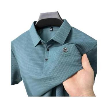 Imagem de Camisa Polo Masculina De Seda De Alta Qualidade Com Manga Curta, Tecno
