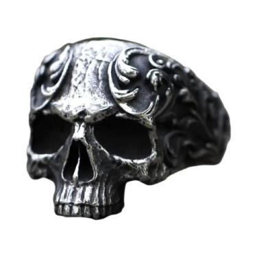 Imagem de Anel Masculino Retrô Caveira Vintage Gótico Punk Em Aço Inoxidável 316