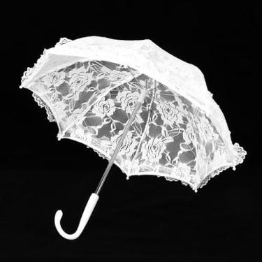 Imagem de Solinder Mini Guarda-chuva de Renda, Adereços de Dança para Performance Palco Infantil, Design Elegante para Casamento, Guarda-chuva Renda Branco Branqueado 4 Onças (51241 cor alvejante)