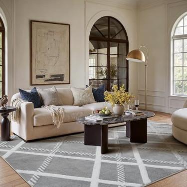 Imagem de HUGEAR Tapete felpudo de 10 x 15 cm, cinza, moderno, neutro, médio, pelúcia de entrada, super macio, antiderrapante, fácil de cuidar, 1,3 cm de espessura para áreas de alto tráfego na sala de estar e