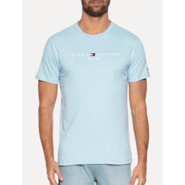 Imagem de Camiseta Tommy Hilfiger Masculina Core Logo Tee Azul Claro-Masculino