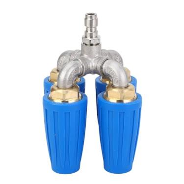 Imagem de aqxreight Bocal de Lavadora de Pressão 4 Em 1 Azul 360 ° Giratório 4000psi 1/4 de Polegada Conector Rápido Bocal Turbo de Lavadora de Pressão para Piso de Veículo Graxa de Sujeira de Pressões de