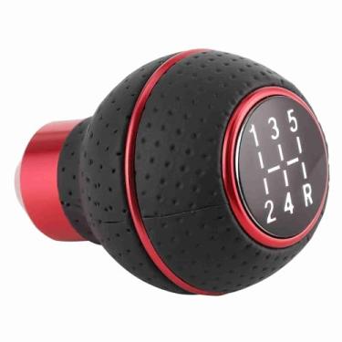 Imagem de Naroote Manopla de Mudança de Marcha Elegante Manual de Couro Com 5 Velocidades, para Carro Caminhão SUV, Liga de Alumínio (C(vermelho))